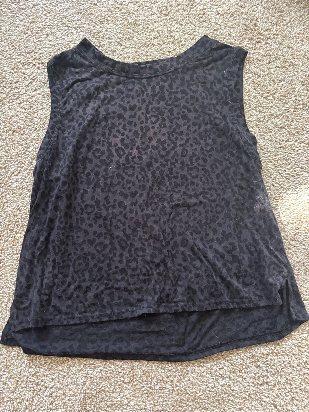 Evolution and Creation Black Leopard-Print Sleeveless Tank
